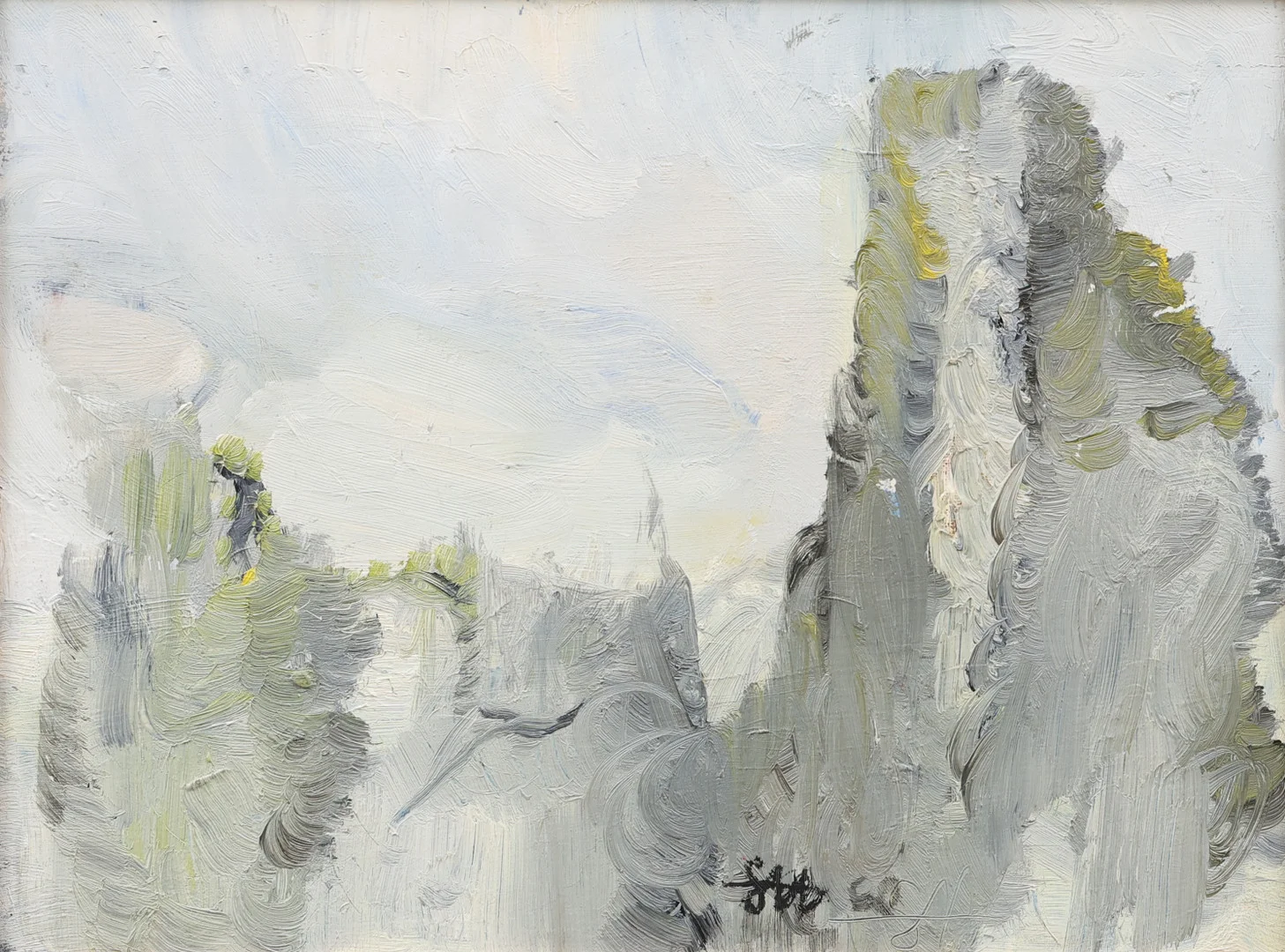 STAFFAN HALLSTRÖM. "Vinter", olja på pannå, signerad och daterad -60. — Paintings — Garpenhus Auktioner
