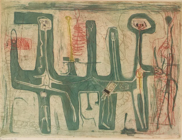 THORMOD LARSEN. Komposition, etsning, provtryck, signerad 1959.