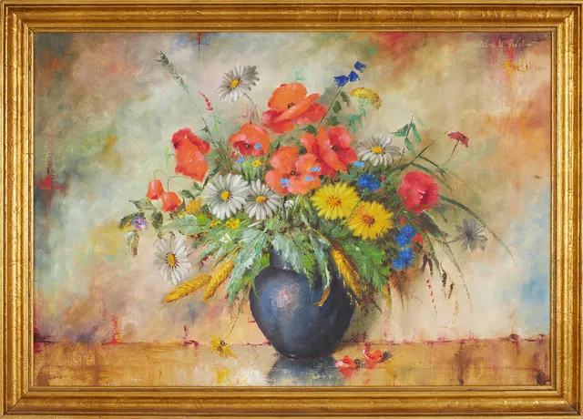 CARL HOLGER FISCHER. Blomsterstilleben, olja på duk, signerad.