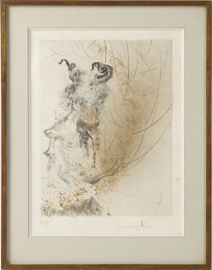 SALVADOR DALÍ. "Tête de veau" ur "Faust (La Nuit de Walpurgis)", 1968/69. — Engravings & Prints — Stockholms Auktionsverk Helsingborg