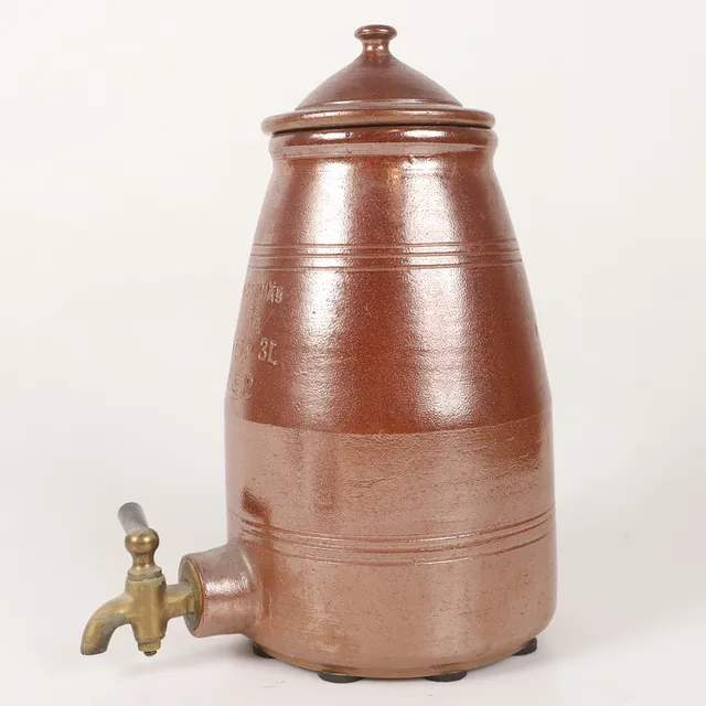 SVEN BOLIN. Tappkranskrus, 3 L, saltglaserad keramik, Höganäs.