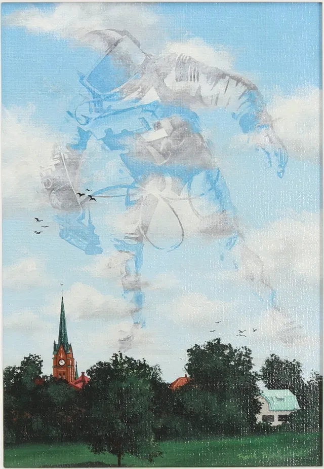 FRANK BJÖRKLUND. "Översyn", akryl på duk, signerad.