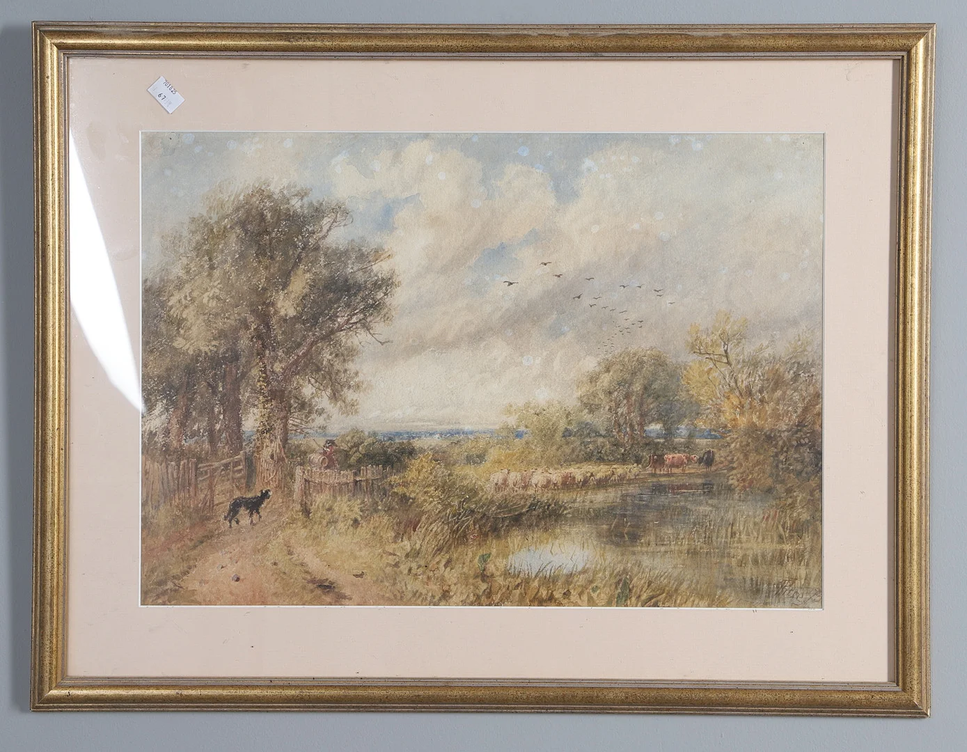 PRICE (19TH CENTURY SCHOOL). FARMER AND DOG WITH SHEEP AND CATTLE IN THE DISTANCE. — Paintings — Lawrences Auctioneers
