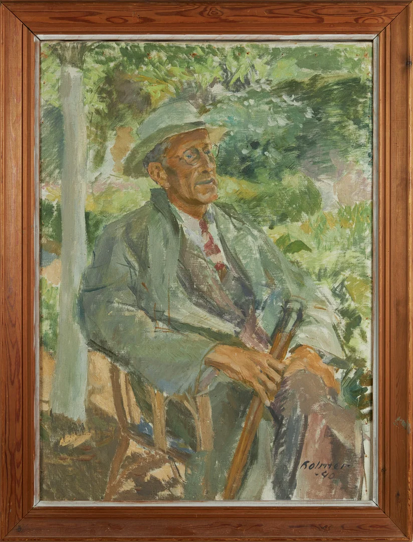 FRITZ HOLMER (1906-1967). "Musikkompositör Einar Eklöv", olja på duk, signerad Holmer -40. — Paintings — Stockholms Auktionsverk Sickla