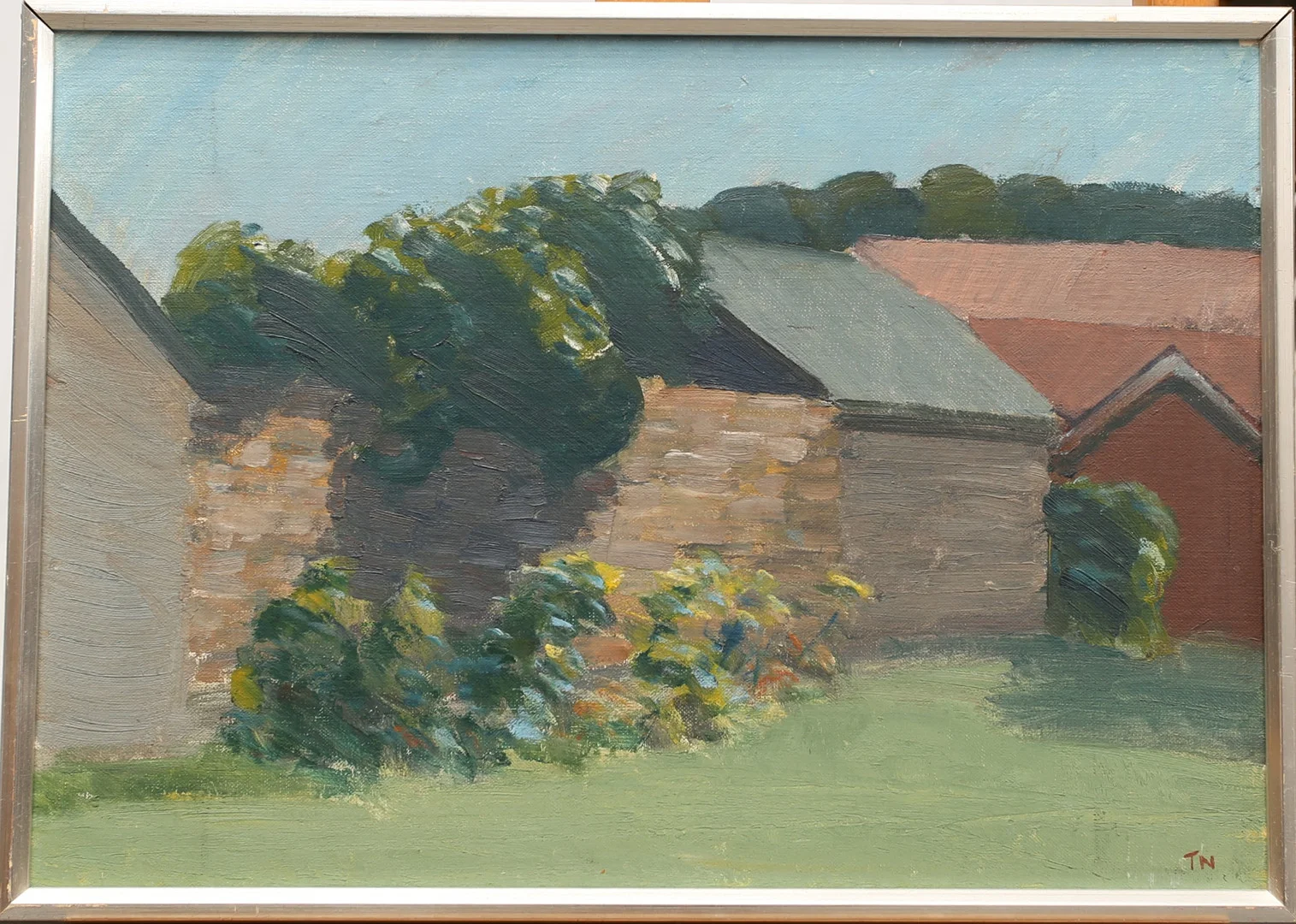 TAGE E NILSSON. Olja på pannå, "Landskap Öland", signerad, daterad 1976. — Paintings — Limhamns Auktionsbyrå