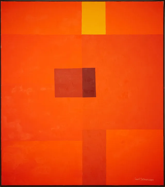 LEIF JOHANSSON. Abstrakt komposition, olja på duk, 120 x 105 cm.