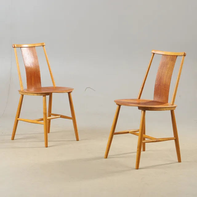 STOLAR, 1 par, teak och bok, Tallåsenstolen, 1900-talets mitt.