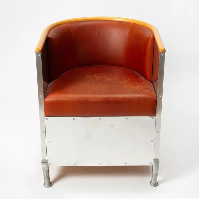 MATS THESELIUS. Fåtölj, "Aluminium", Källemo, modellen formgiven 1990.