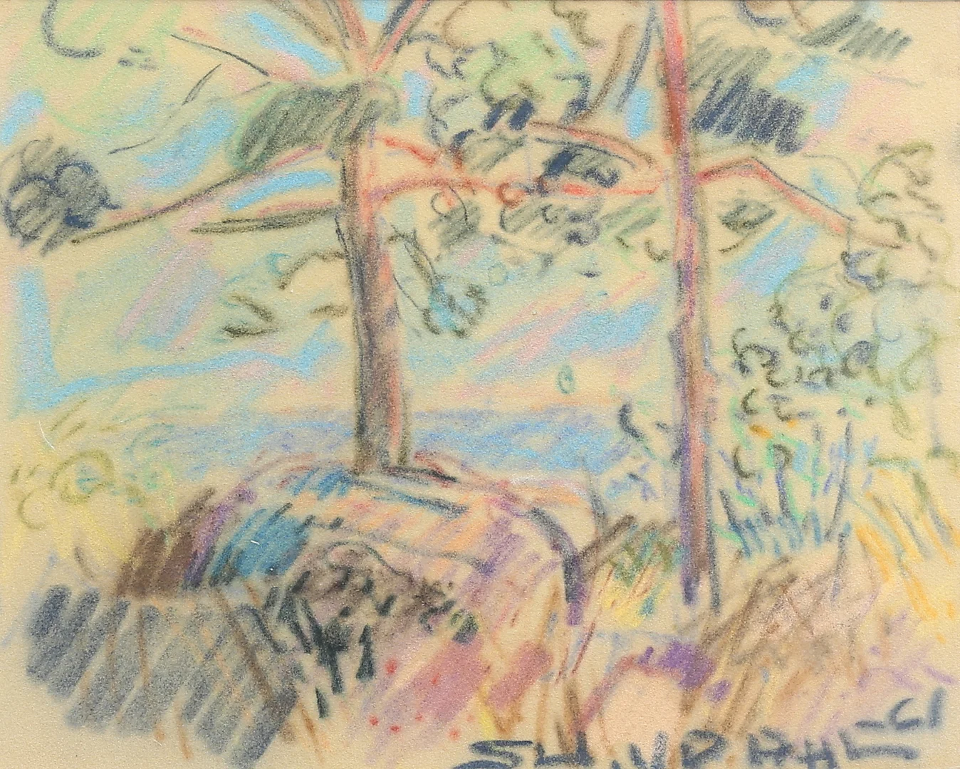 STEN LINDAHL. Kustmotiv, Oskarshamn. Pastell, signerad och daterad -61. — Paintings — Auktionshuset Thelin & Johansson