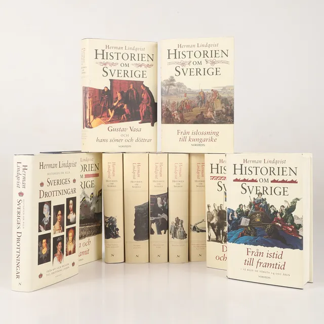 HERMAN LINDQVIST. "Historien om Sverige", 11 band, Nordstedts Förlag, 1992-2006.