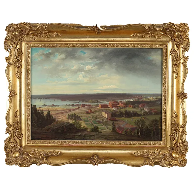 ALBERT BLOMBERGSSON (Sverige, 1810-1875). Ljusne strömmar (enligt påskrift), signerad Albert Blombergsson, olja på duk.