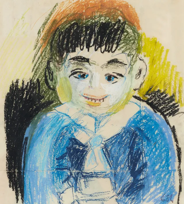ESTER HENNING (1897-1985). "Svarthårig pojke i sjömanskostym", stämpelsignerad EH, pastell på papper.