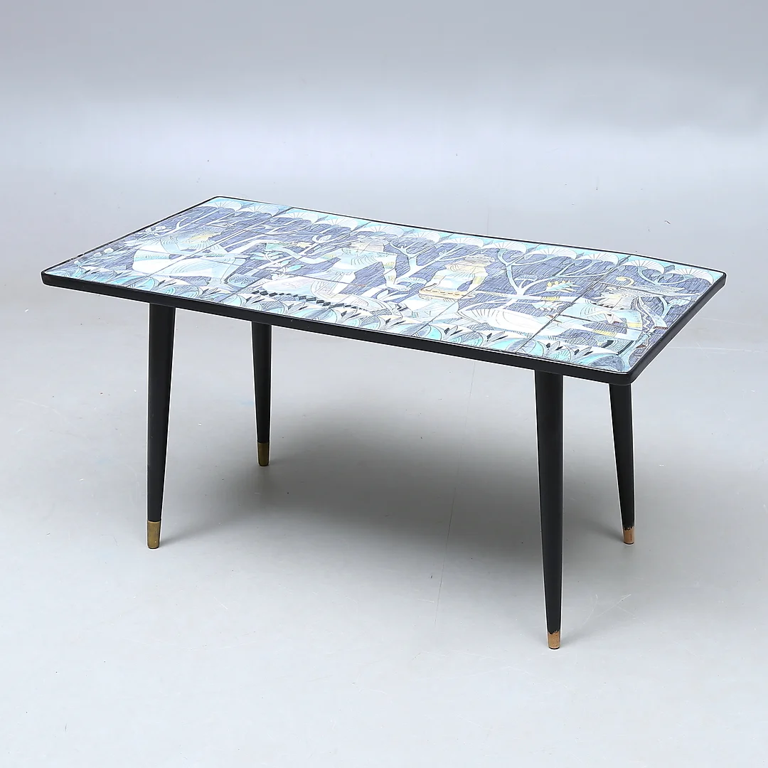 MARIAN ZAWADSKI. Soffbord, med kakelplattor, Tilgmans, signerad samt daterad 1958. — Tables — Auktionshuset Kolonn