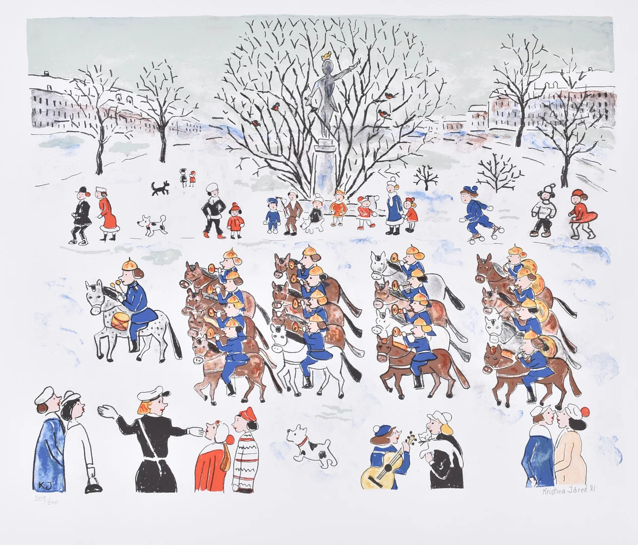 KRISTINA JÖRED. Färglitografi. — Engravings & Prints — Halmstads Auktionskammare
