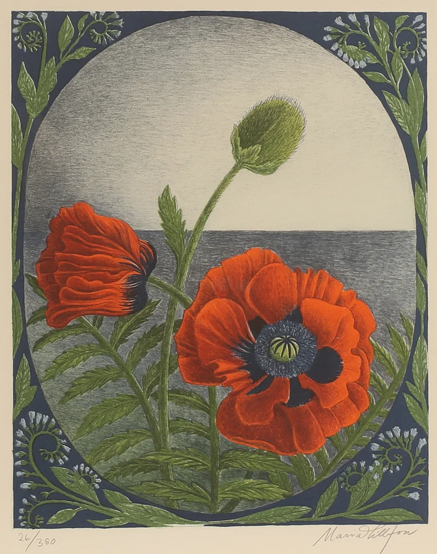 MARIA HILLFON. Färglitografi, signerad och numrerad 26/380. — Engravings & Prints — RA Auktionsverket Norrköping