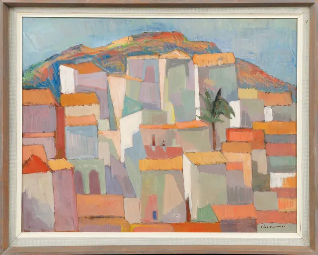 HARRY THOMANDER. "Torremolinos", olja på duk, signerad.