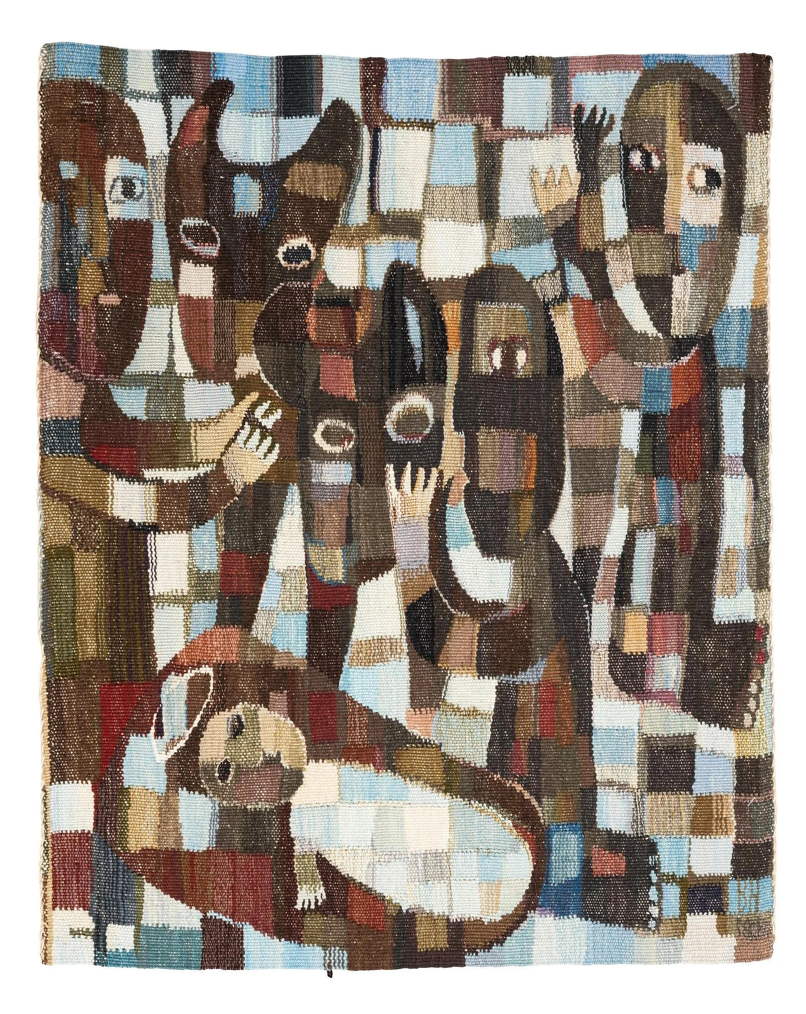 Berta Hansson, Vävd tapet, "Födelsen", gobelängteknik, ca 75 x 65 cm, signerad BH. — Bukowskis