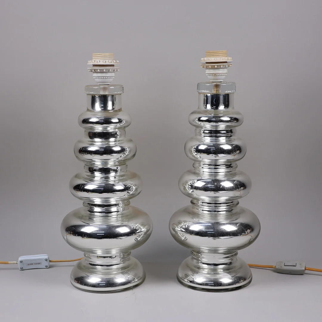 GUSTAV LEEK. för Orrefors, bordslampor i glas, 1960/70-tal, 1 par. — Table Lamps — Markus Auktioner