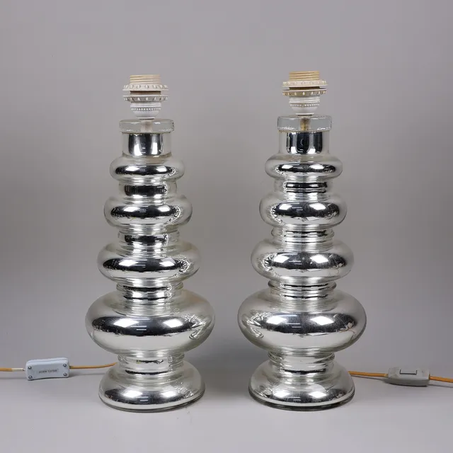 GUSTAV LEEK. för Orrefors, bordslampor i glas, 1960/70-tal, 1 par.