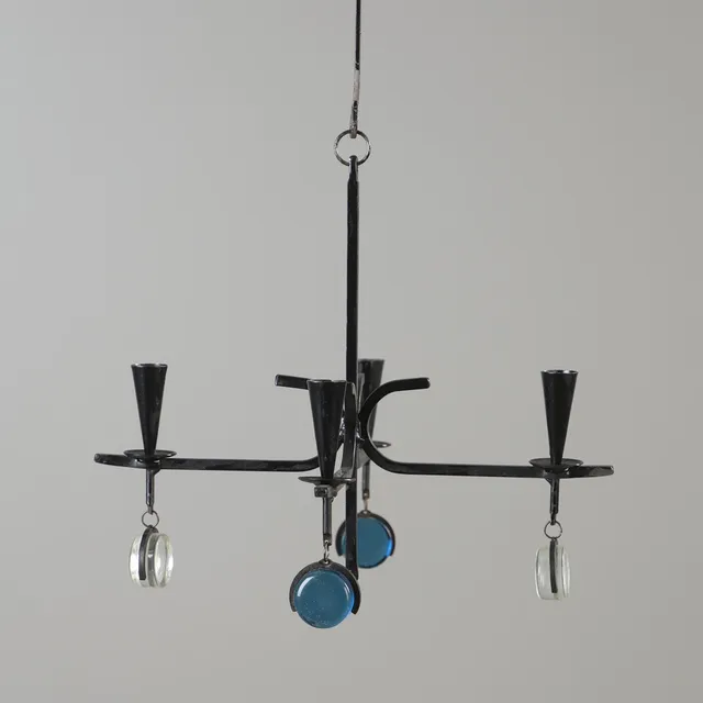 GUNNAR ANDER. Ljuskrona, 4-armad, Ystad Metall, 1900-talets andra hälft.
