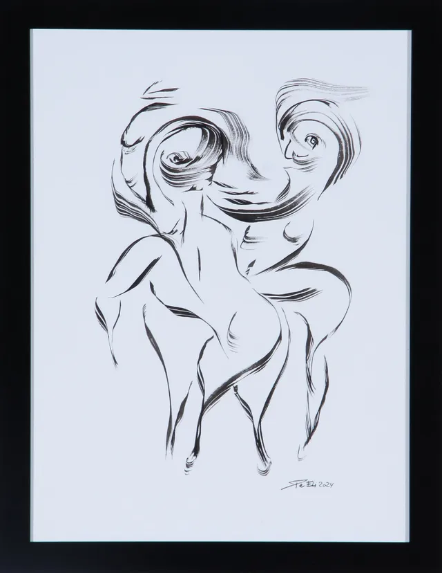 Per Eli. Figure composition, ink drawing