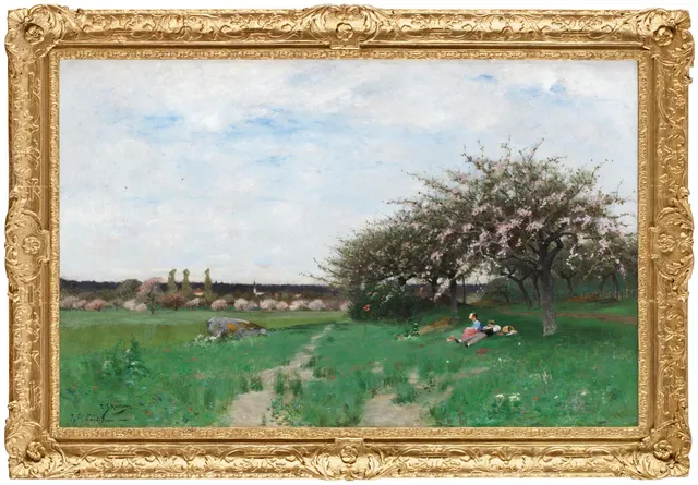 Carl Skånberg, "Blommande fruktträd, Barbizon".