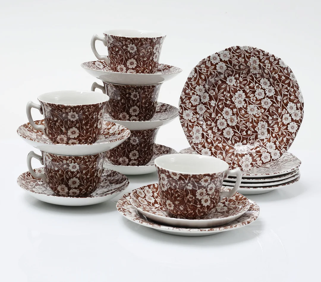 SERVISDELAR, 18 st, porslin, Burleigh, Staffordshire, England. — European — Auktionshuset Thelin & Johansson