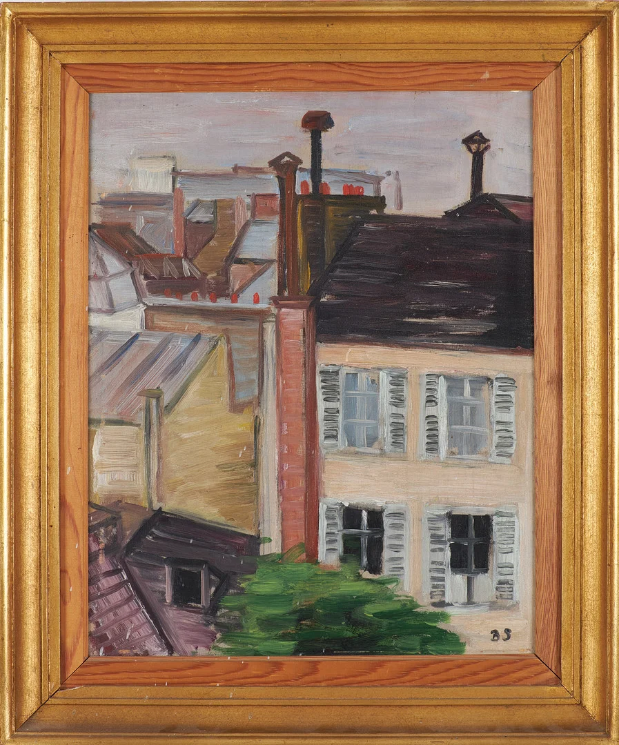BIRGER SIMONSSON. Motiv från Paris, olja på pannå, monogramsignerad BS. — Paintings — Stockholms Auktionsverk Sickla