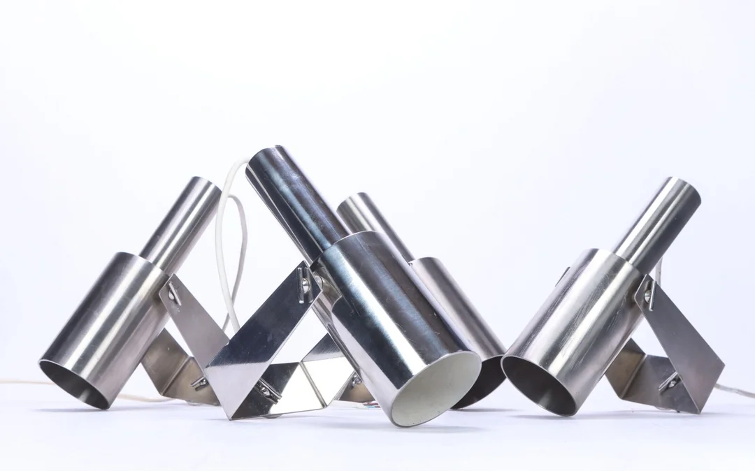 Hans Per Jeppesen for Fog & Mørup. Set of four wall lamps, chromed metal, model 'Sonet' — Lamps and lighting/Wall lighting — Lauritz