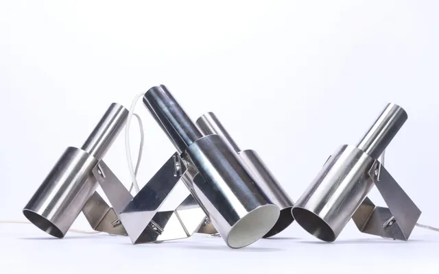 Hans Per Jeppesen for Fog & Mørup. Set of four wall lamps, chromed metal, model 'Sonet'