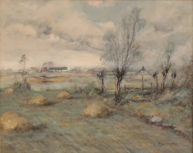 JEAN ROSENGREN. Olja på duk, Skånegård, signerad.