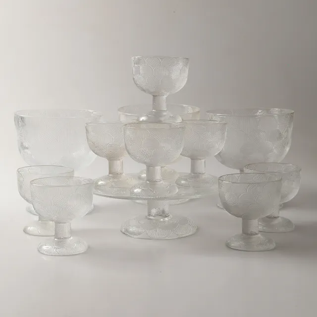 HEIKKI ORVOLA. Skålar och fat, 13 delar, "Miranda", glas, Arabia.