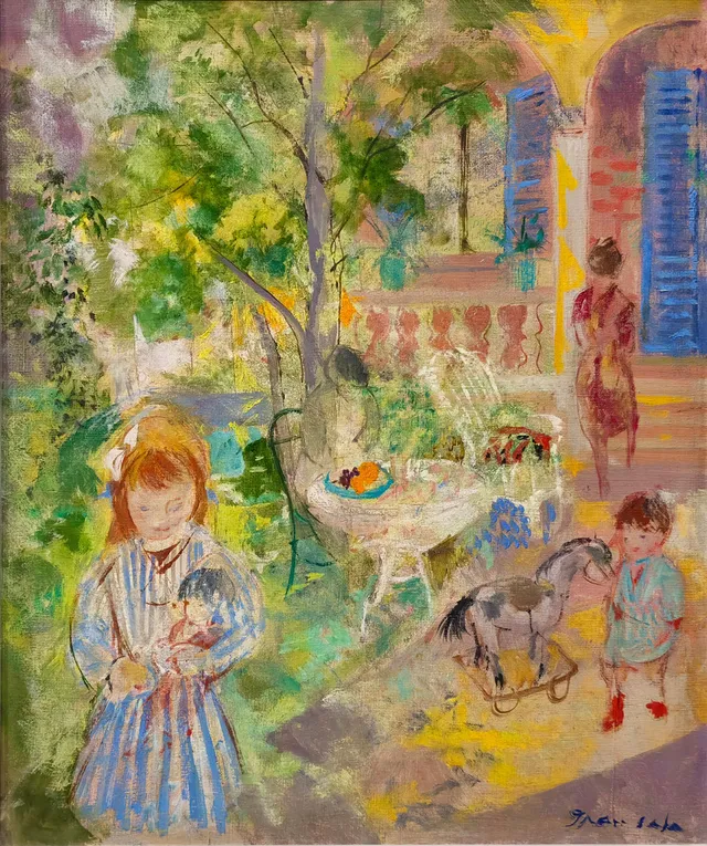 EMILI GRAU SALA (1911-1975). Niños en un jardín.