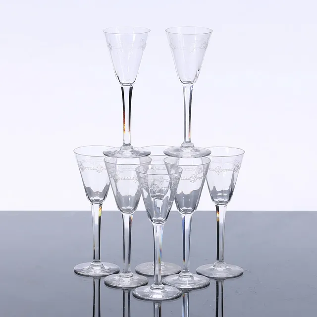 SNAPSGLAS 8 st med slipad dekor.
