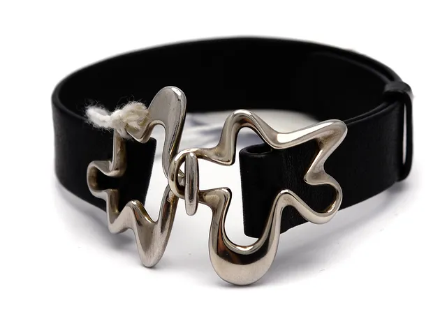 Armband Georg Jensen med läderband och lås i silver 925 L:20cm, bruttovikt: 16,4g i ask