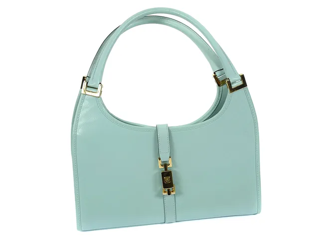 VÄSKA, GUCCI,, Jackie-O, ljusblå läder, vitmetalldetaljer, 25x15x6 cm. Märkt 002 1068 02046.