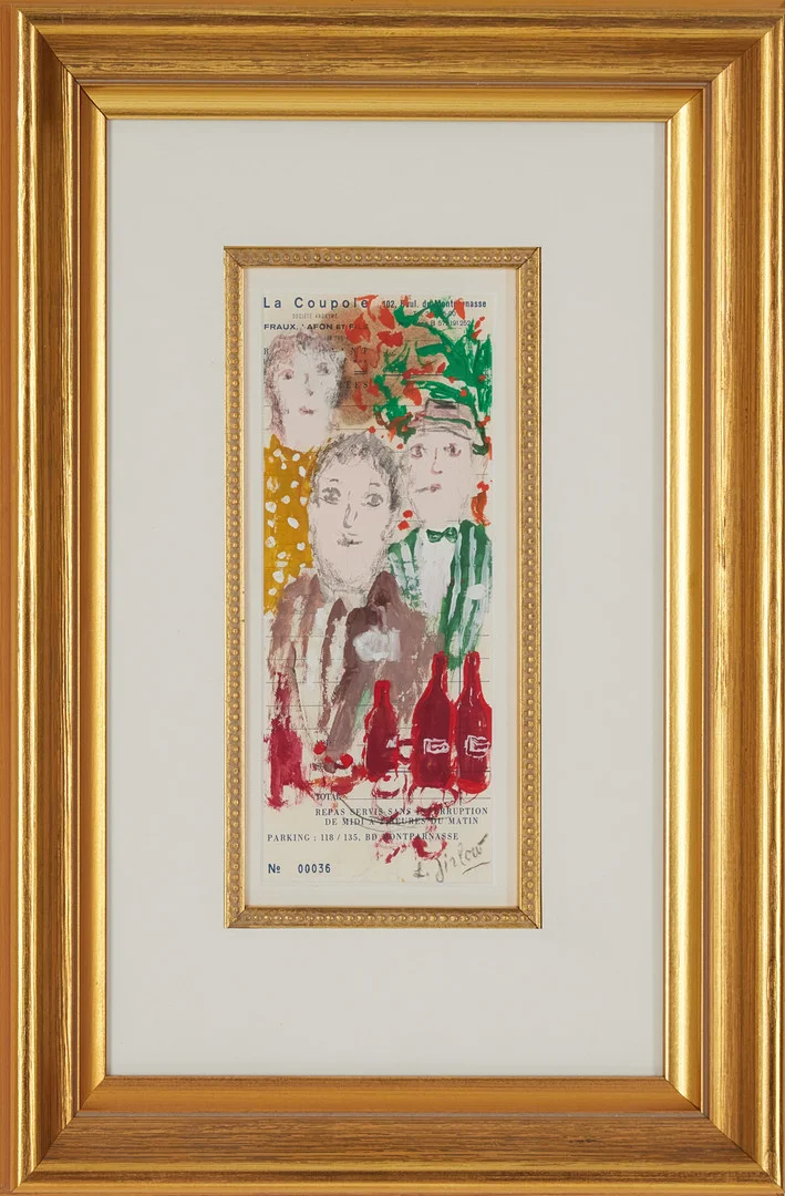 LENNART JIRLOW. restaurangmotiv, gouache på restaurangnota, signerad. — Paintings — Stockholms Auktionsverk Magasin 5