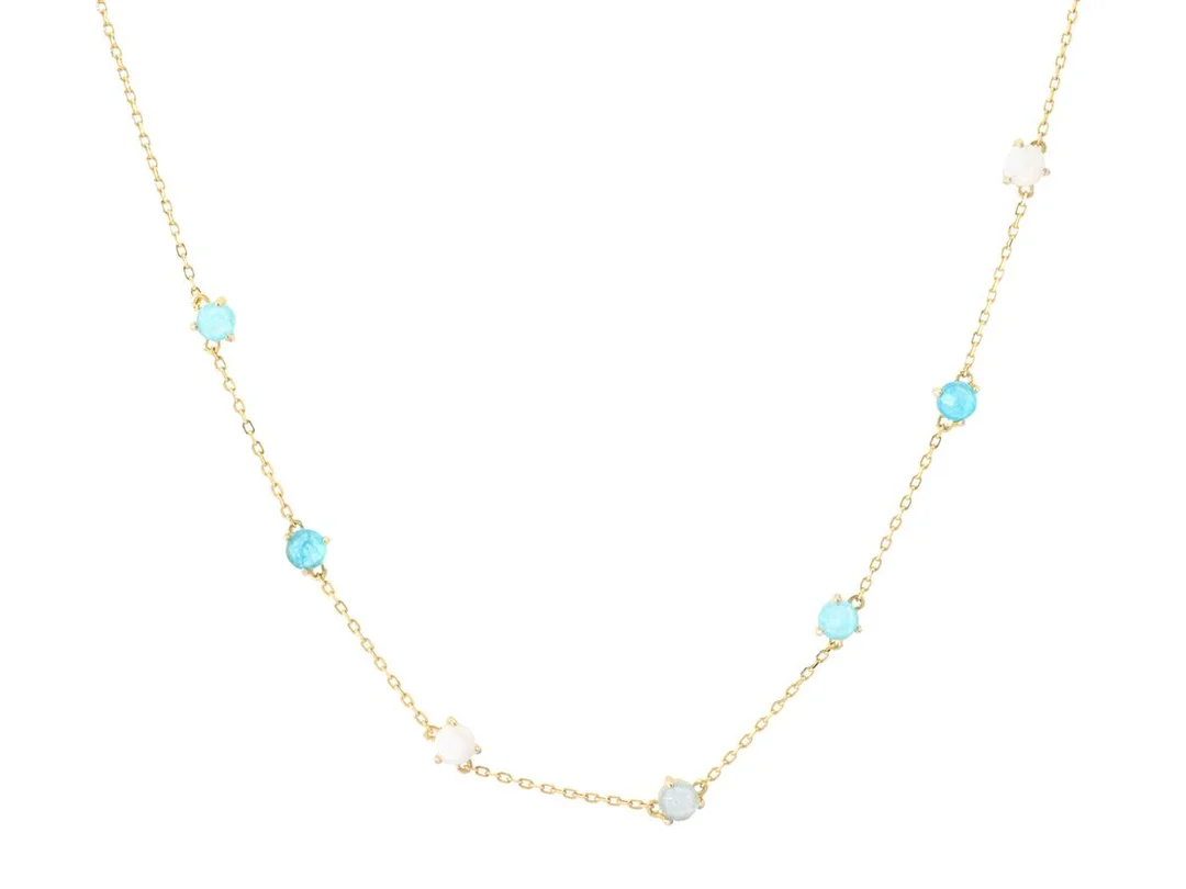 COLLIER, förgyllt sterlingsilver, färgad kvarts, justerbar längd 78,5 - 83 cm, vikt ca 4,1 g. — Smycken/Smyckeset — Kaplans