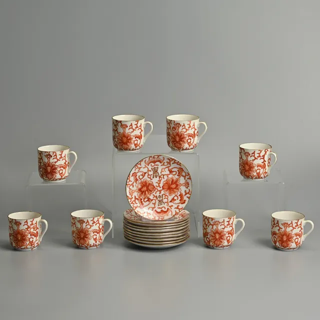 A CHINESE PORCELAIN SHOU PATTERN PART COFFEE-SERVICE, 20TH CENTURY.