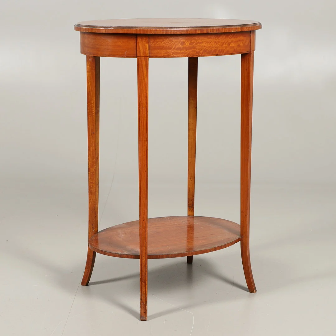 AN EDWARDIAN SATINWOOD TWO TIER OCCASIONAL TABLE. — Tables — Lawrences Auctioneers