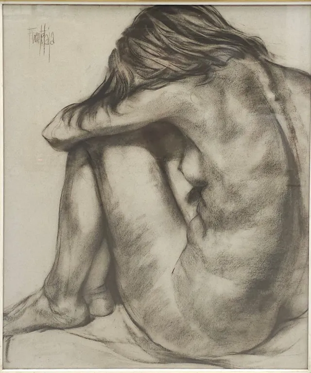 JOSÉ FUENTETAJA FERRERO. ACADEMIA. CARBONCILLO SOBRE PAPEL.