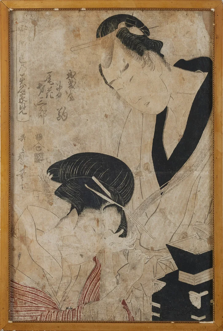 KITAGAWA UTAMARO (1753-1806). Träsnitt, ur "true feelings compared...". — Engravings & Prints — Stockholms Auktionsverk Magasin 5