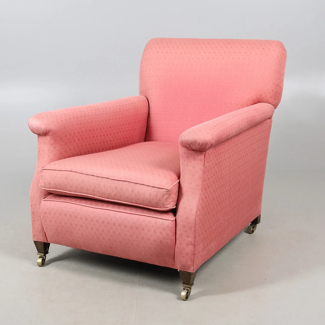 A 19TH CENTURY MAHOGANY DEEP SEATED ARMCHAIR. — Armchairs & Chairs — Lawrences Auctioneers