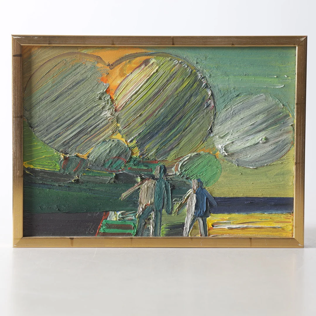FREDRIK ROHDE. "Afton", olja på pannå, signerad samt daterad -76. — Paintings — Gomér & Andersson Nyköping