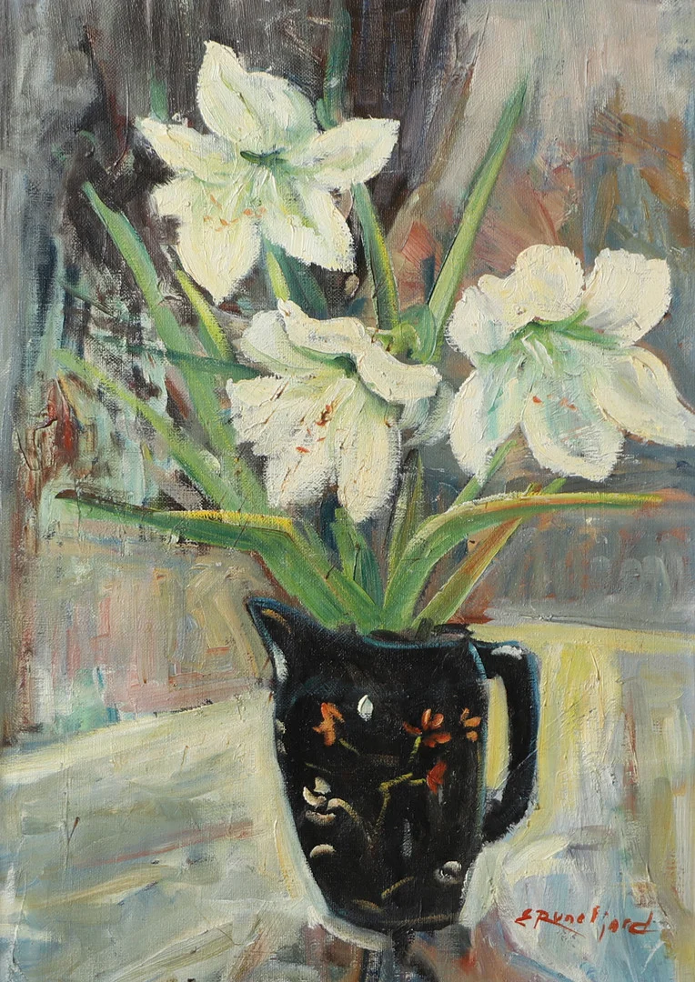 EMIL RUNEFJORD. Blomsterstilleben, olja på duk, signerad E. Runefjord. — Paintings — Helsingborgs Auktionskammare