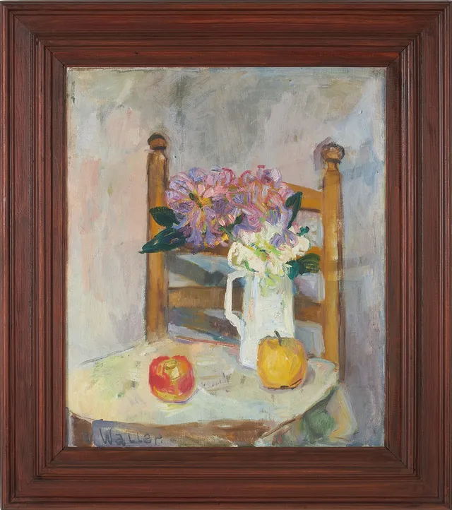 ULLA WALLER. Stilleben med rhododendron, olja på duk, signerad.