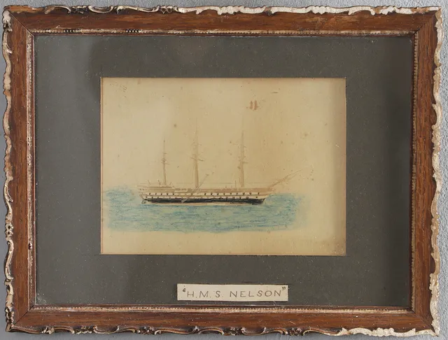 19TH CENTURY NAIVE. 'H.M.S. NELSON'.