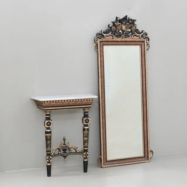 SPEGEL med KONSOLBORD, Louis Seize-stil, 1800-/1900-tal.