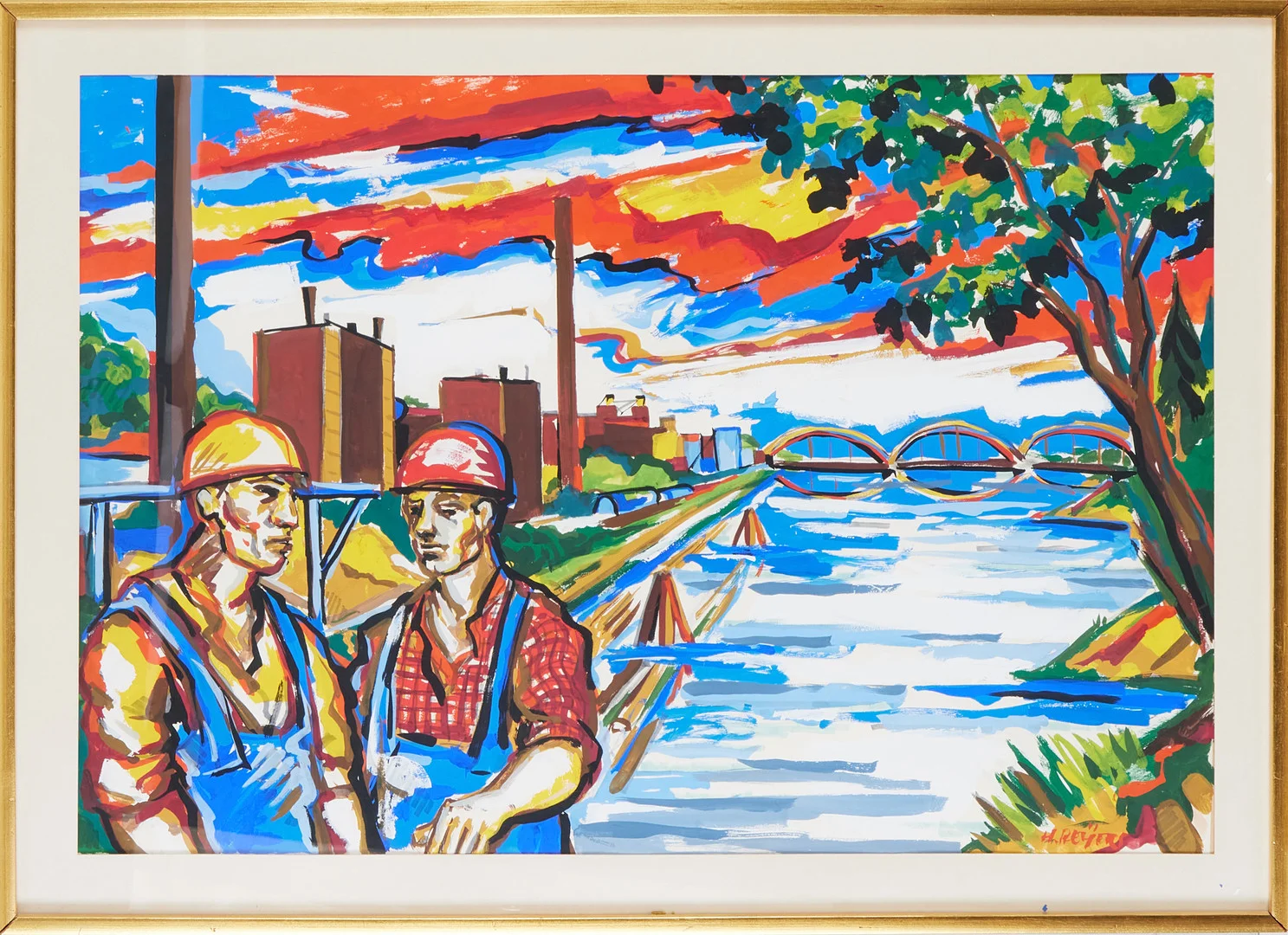 HERMAN REIJERS (1935-2001). "Pappersbruk i Deje vid Klarälven", gouache på papper, signerad H. Reijers. — Paintings — Stockholms Auktionsverk Magasin 5