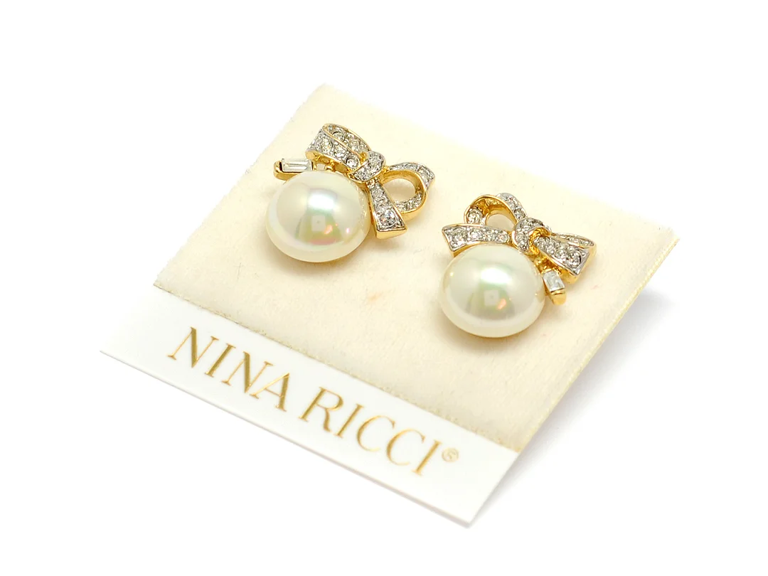 ÖRHÄNGEN, NINA RICCI imitationspärla/gulmetall strass för hål — Accessoarer/Övrigt — Kaplans